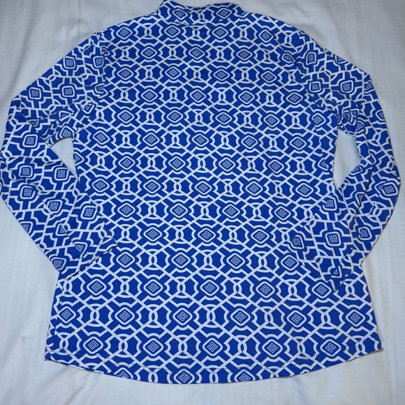Lulu-B Top Tennis Pickleball Beach Golf Women Size Small Blue Geometric 1/4 Zip - Picture 8 of 8